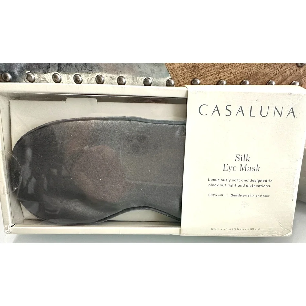 Casaluna Solid Silk Eye Mask Dark Gray Adjustable, Hand Washable, Polyester Fill